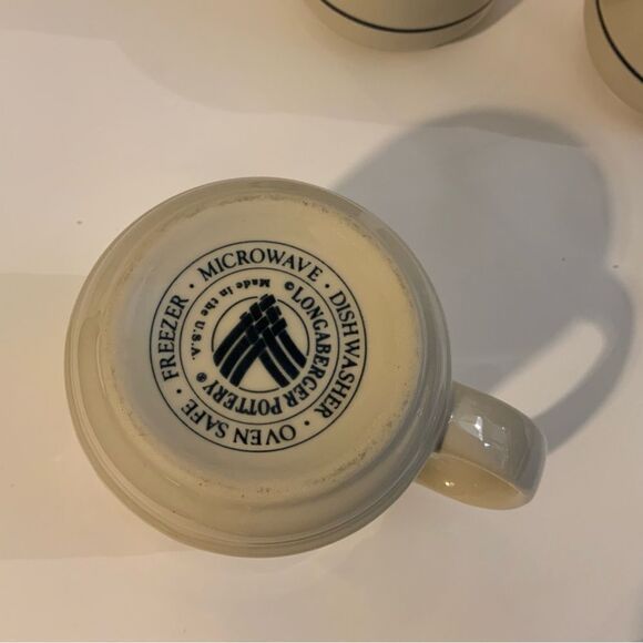 Longaberger Pottery Woven Traditions Cups - Classic Blue (Set of 3) A9 - Picture 6 of 6